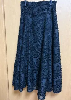 【激安】INGNI ロングスカート 黒 花柄 可愛い フリーサイズ フレア