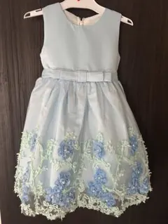 水色 フォーマルドレス 花柄刺繍