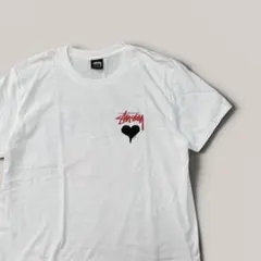 STUSSY ハートロゴ Tシャツ バックプリント ホワイト M ビッグロゴ