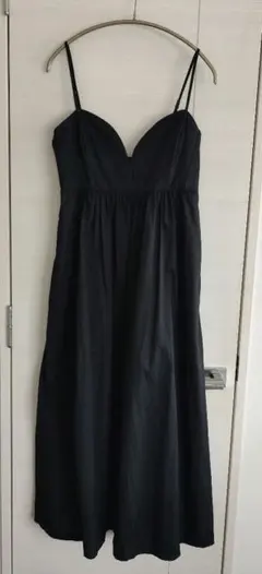 ZARA ポプリン地ミディ丈キャミワンピース 黒sizeL