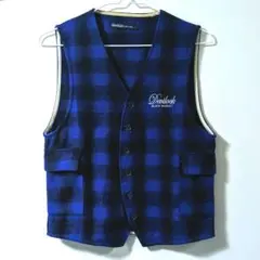 Devilock FLAG LABEL 青黒チェック ベスト ウール L