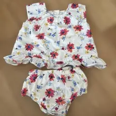【baby GAP】花柄フリル付きトップスとショーツセット 18-24ヶ月