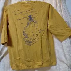 ヒコウセンカーラ　猫ちゃん七分袖Tシャツ 　イエロー(=^・^=)