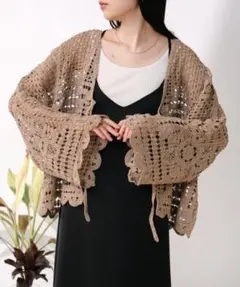 Bab【大人気クロシェシリーズ】クロシェ半袖カーディガン　定価5500円のサムネイル