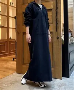 マレットメット　パシフィック裏毛マキシフードワンピース
