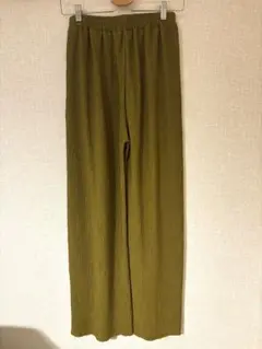 ワイドパンツ ウエストゴム カーキ