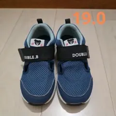 DOUBLE.B キッズシューズ 19.0 ネイビー/イエロー