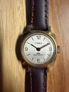 【ヴィンテージ TIMEX】ゴールドカラー レザーベルト 稼働品のサムネイル