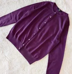 ユニクロ　エクストラファインメリノクルーネックカーディガン(長袖)　パープル