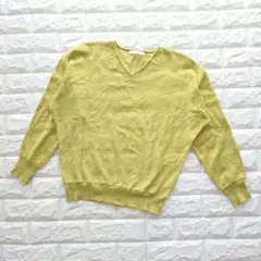 【匿名配送】ショコラフィネローブ《F》イエロー　Vネック長袖ニット