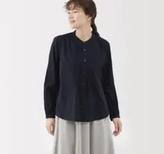 無印 綿ボイル長袖ブラウス