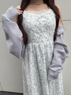 evelyn 花柄レースワンピース ブルー