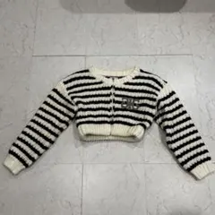 GYDA ストライプニットセーター クロップド丈