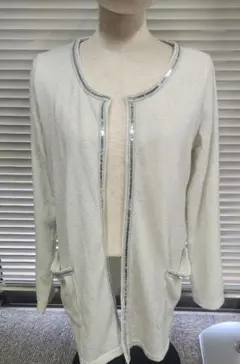 ホワイトラメカーディガン Lサイズ