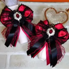 量産型★ヘアゴム★赤★赤✕黒★キンブレリボン★ペンライトリボン★サブカル★深紅