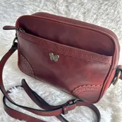 希少美品⭐︎ANNA SUI アナスイ ショルダーバッグ 蝶本革 ボルドー Y2K
