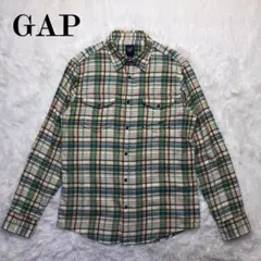 OLD GAP 00s フランネルシャツ チェック アースカラー ダブルポケット