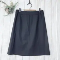 ☆エヌライン/n-line (9) ひざ丈スカート ストライプ 黒 洋服の青山のサムネイル