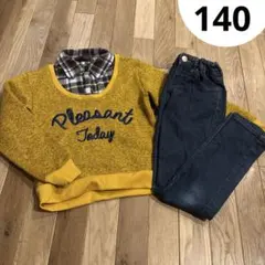 重ね着風ニットとスキニー２点セット