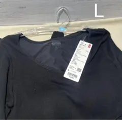 UNIQLO Lサイズ極暖ヒートテック　リブＵネック　ブラT 長袖　ブラック