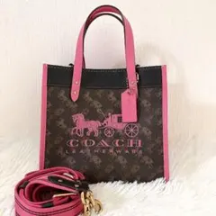 希少美品】COACH ピンク デンプシー ハートチャーム チェック 2way 