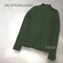 美品　古着 レディース トップス タートルネック リブ グリーン 無地 M 9号