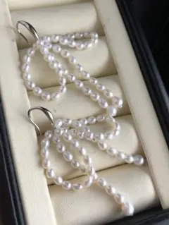 天然パール　リボンピアス