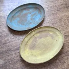 未使用品】sui 仲眞美帆 やちむん オーバル皿 2点セット パステル