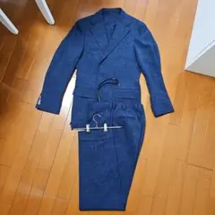 オンワード樫山　ネイビー スーツ リネン混紡