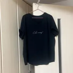 4L VネックTシャツ 黒 半袖