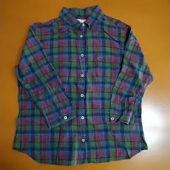 シャツブラウス七分袖　クロコダイル　チェック　2L
