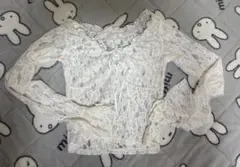 ホワイトレース長袖トップス　シアー