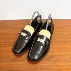 PRADA プラダ レザー ローファー 革靴 ブラック シルバープレート 23㎝