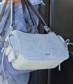 EVRIS デニムハンドバッグ アイスブルーのサムネイル