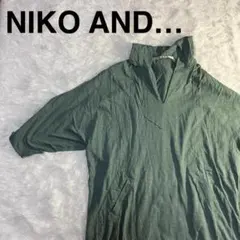 NIKO AND... ロング チュニック フード付 5分袖 Fサイズ