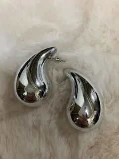 【ステンレス】シルバードロップピアス ビッグ 新品未使用 【3.5cm】