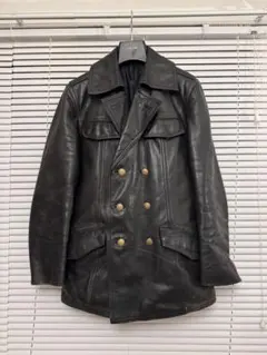 パルジレリ ラボ　レザー切替 ダブル コート　ブラック　黒　52　XLサイズ パルジレリ ラボ レザー切替 ダブル コート ブラック 黒 52 XLサイズ