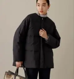 アダムエロペ　テントシルエットダウンライク中綿ジャケット　ブラック