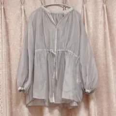 ピンクグレー シアーシャツ LL