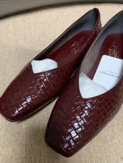 LE TALON スクエアVカットフラットシューズ 25.5cm ボルドー