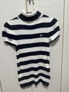 バーバリーブルーレーベル　 ストライプ ハイネックニット 38