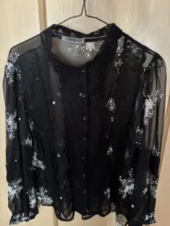 one after another niceclaup シアーシャツ　花柄　黒のサムネイル