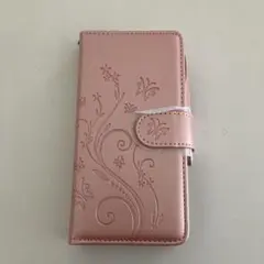 ピンク エンボス加工 手帳型iPhoneケース
