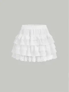 SHEIN ホワイト レースフリル ミニスカート