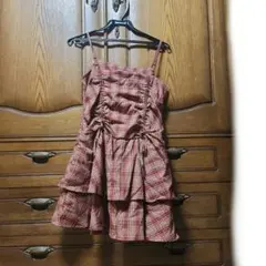 GRL dk1357 チェック柄ドロストリボンミニワンピース