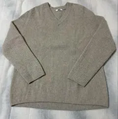 ユニクロ プレミアムラムリブVネックセーター Lサイズ