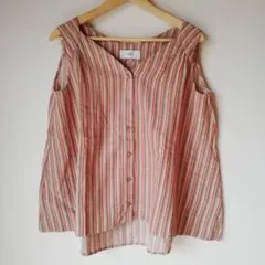 アズールバイマウジー★マルチストライプノースリーブBL★試着のみ超美品