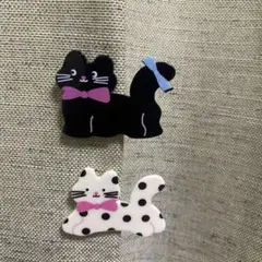 可愛い猫デザイン ヘアクリップ 2個セット