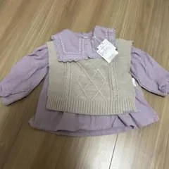 アプレレクール　シャツとベストの重ね着風トップス 90