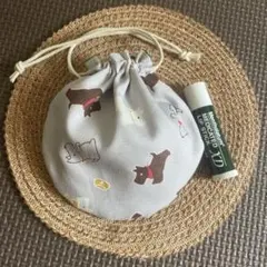 まんまる巾着◉犬グレー